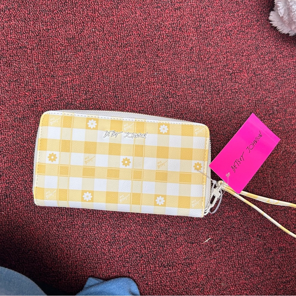 NWT Betsey Johnson Yellow Checkered Wallet